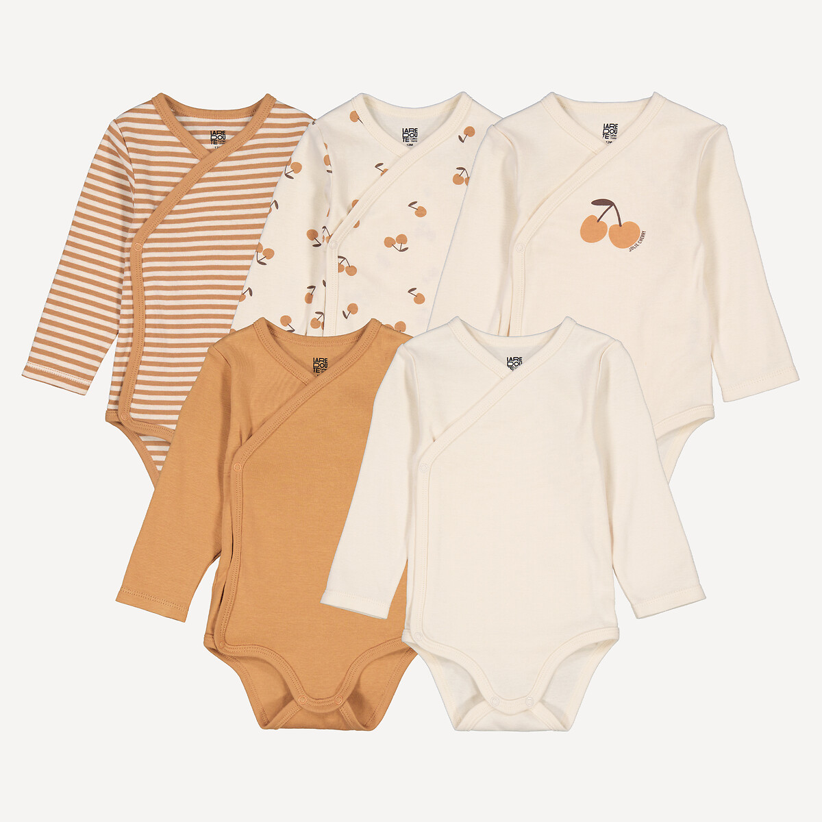 Σετ 5 βρεφικά κορμάκια με μακριά μανίκια