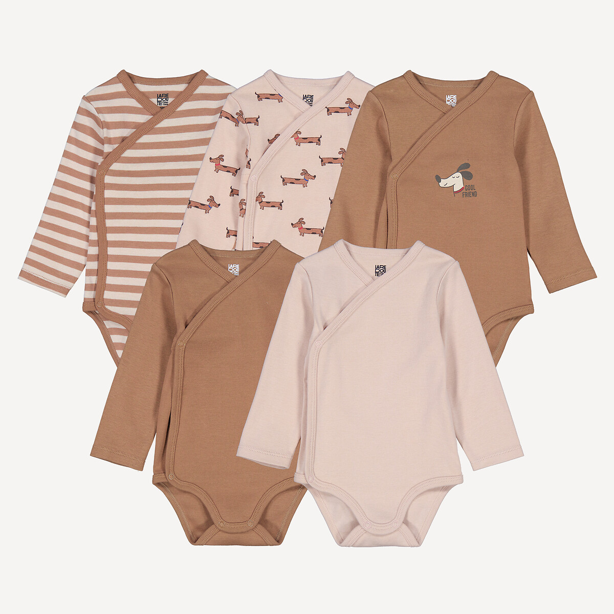 Σετ 5 κορμάκια νεογέννητου με μακριά μανίκια