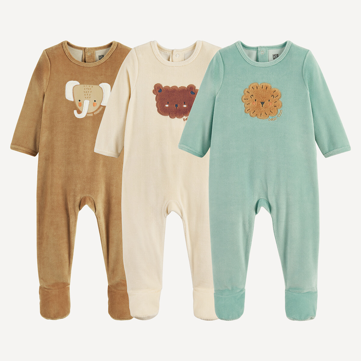 Σετ 3 βελούδινες πιτζάμες με σχέδιο ζώα