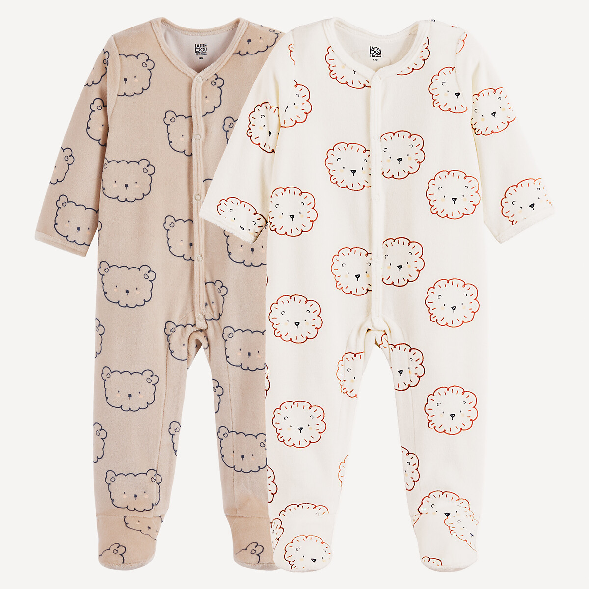 Σετ 2 βελουτέ πιτζάμες με σχέδιο αρκουδάκια