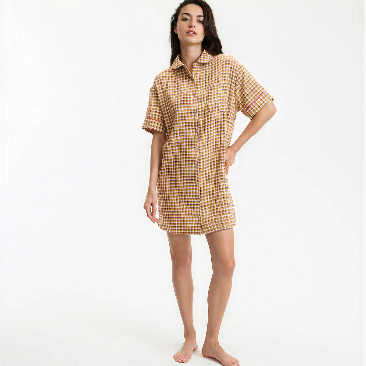 Νυχτικό από αγνό βαμβάκι με καρό σχέδιο