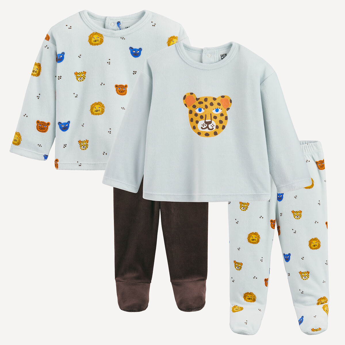 La Redoute Collections Σετ 2 βελουτέ πιτζάμες με σχέδια ζώων