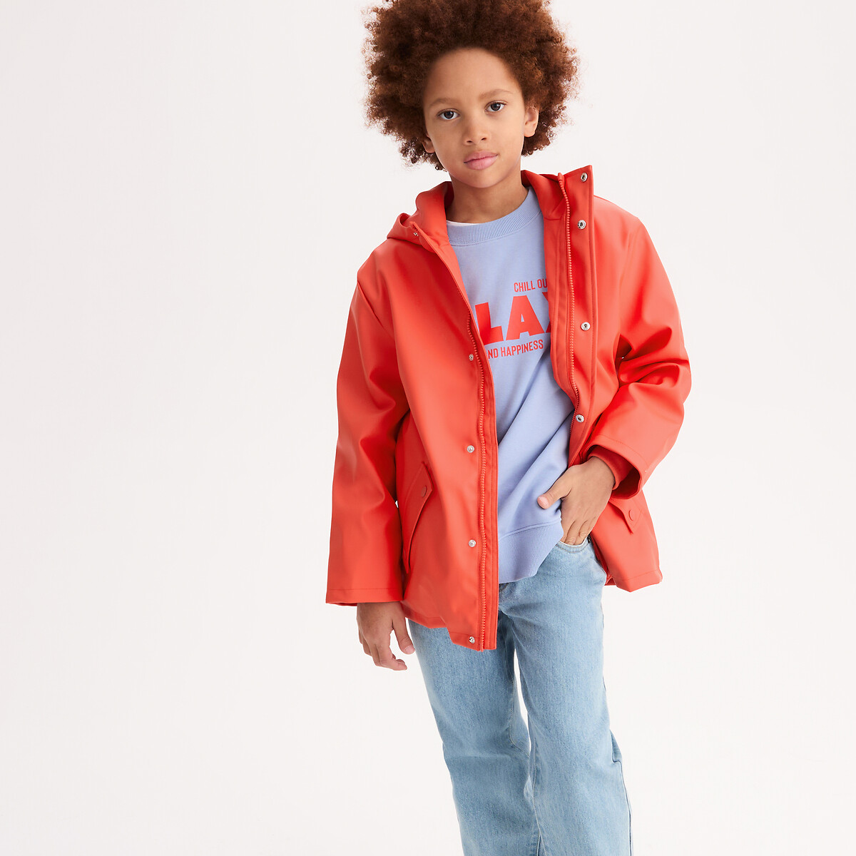 La Redoute Collections Αδιάβροχο με κουκούλα και επένδυση από ζέρσεϊ