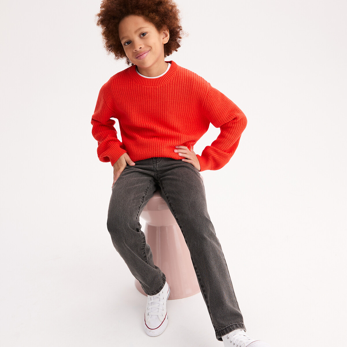 La Redoute Collections Πουλόβερ με στρογγυλή λαιμόκοψη από ριμπ πλεκτή ύφανση