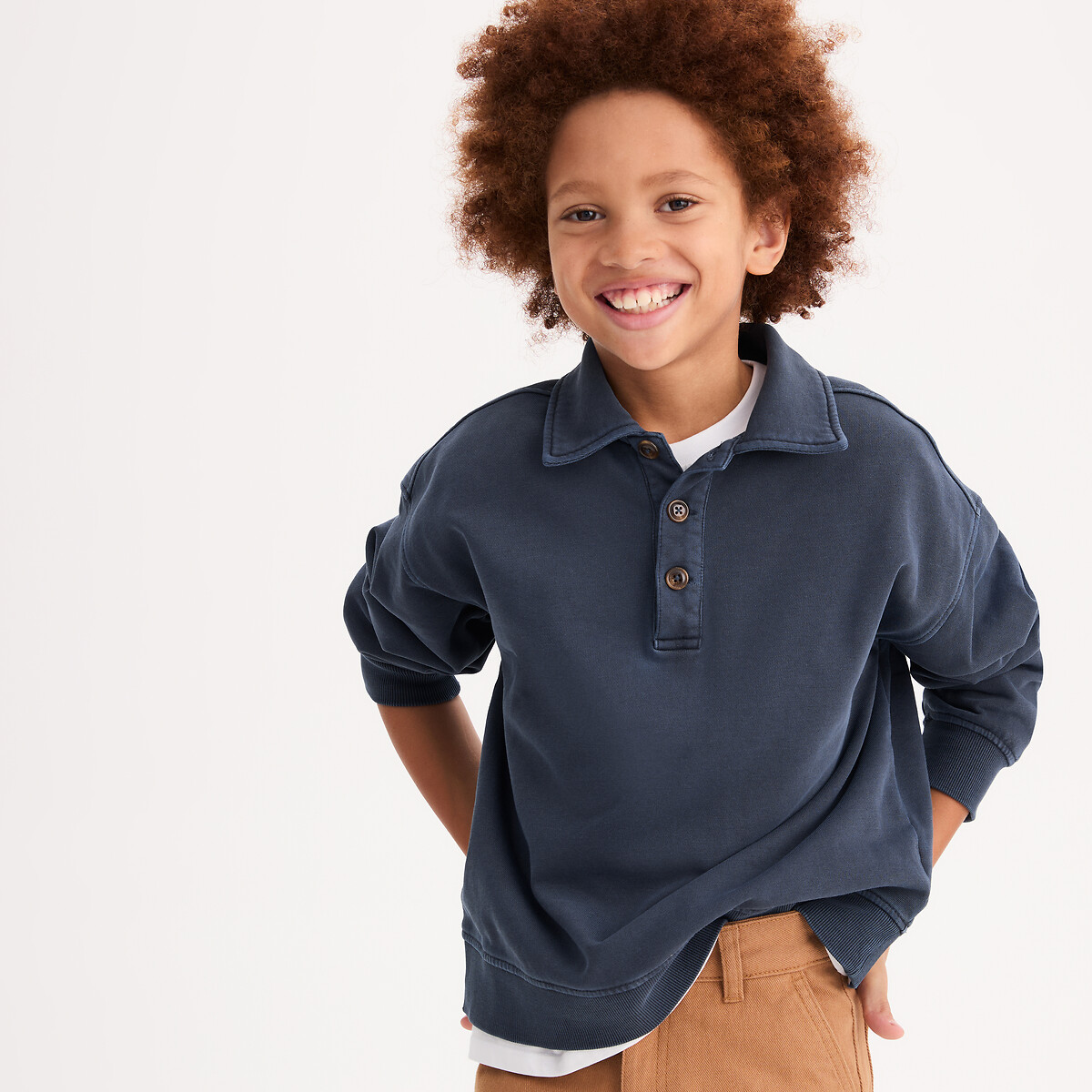 La Redoute Collections Φούτερ με γιακά polo από φλις