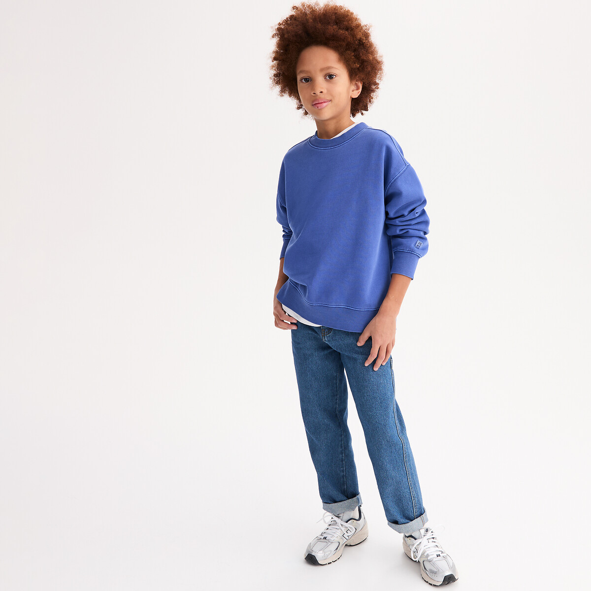 Φούτερ με στρογγυλή λαιμόκοψη από μαλακό ύφασμα με washed όψη