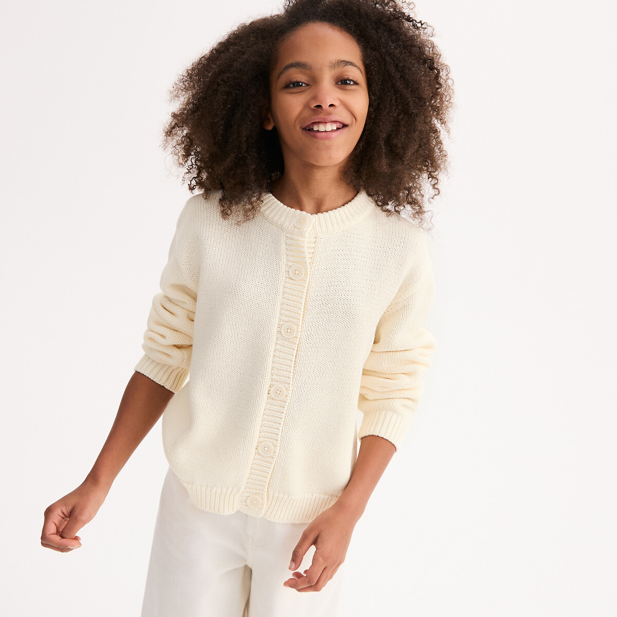 La Redoute Collections Ζακέτα με στρογγυλή λαιμόκοψη από χοντρή βαμβακερή πλέξη