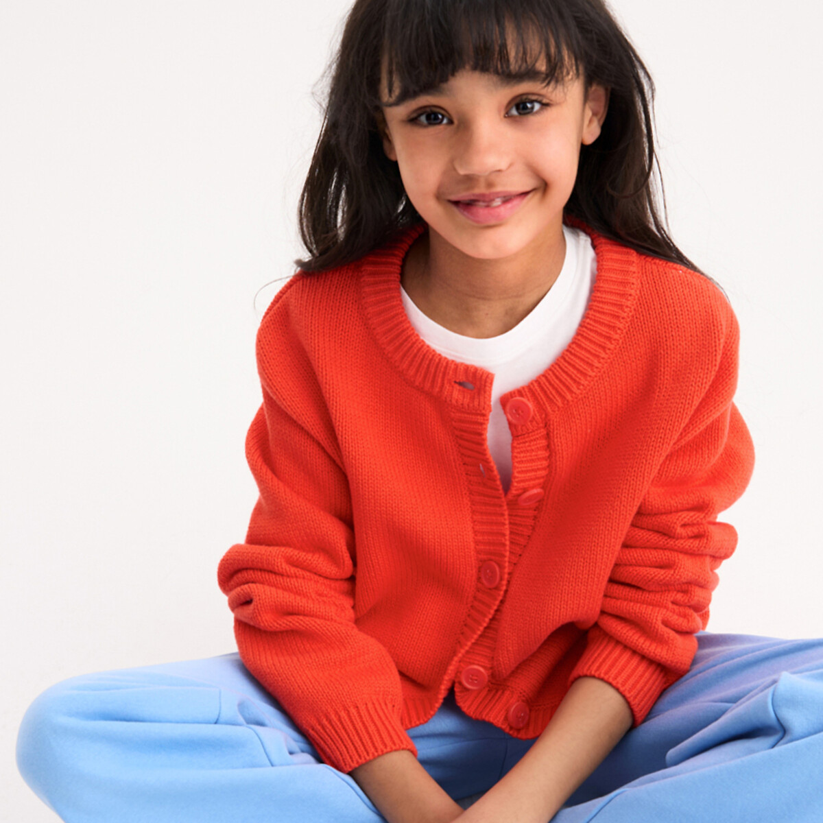 La Redoute Collections Ζακέτα με στρογγυλή λαιμόκοψη από χοντρή βαμβακερή πλέξη