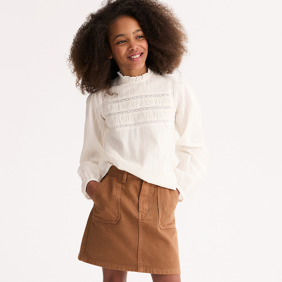 La Redoute Collections Μπλούζα με βικτωριανό γιακά