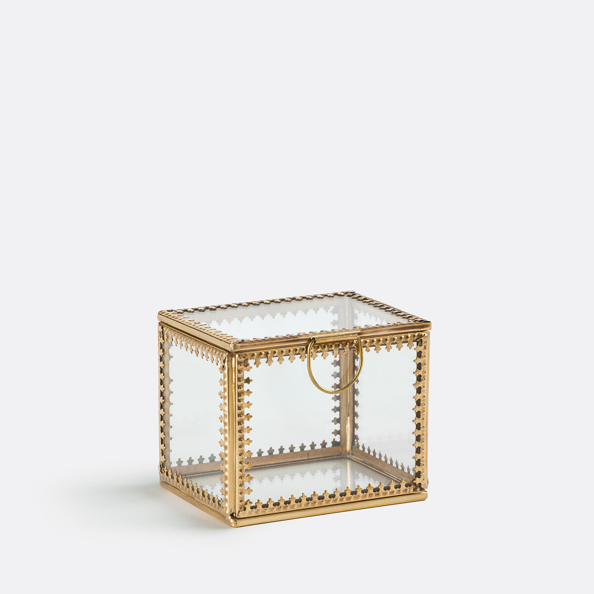 Τετράγωνη βιτρίνα από γυαλί & ορείχαλκο Stelia Μ8xΠ10xΥ8cm