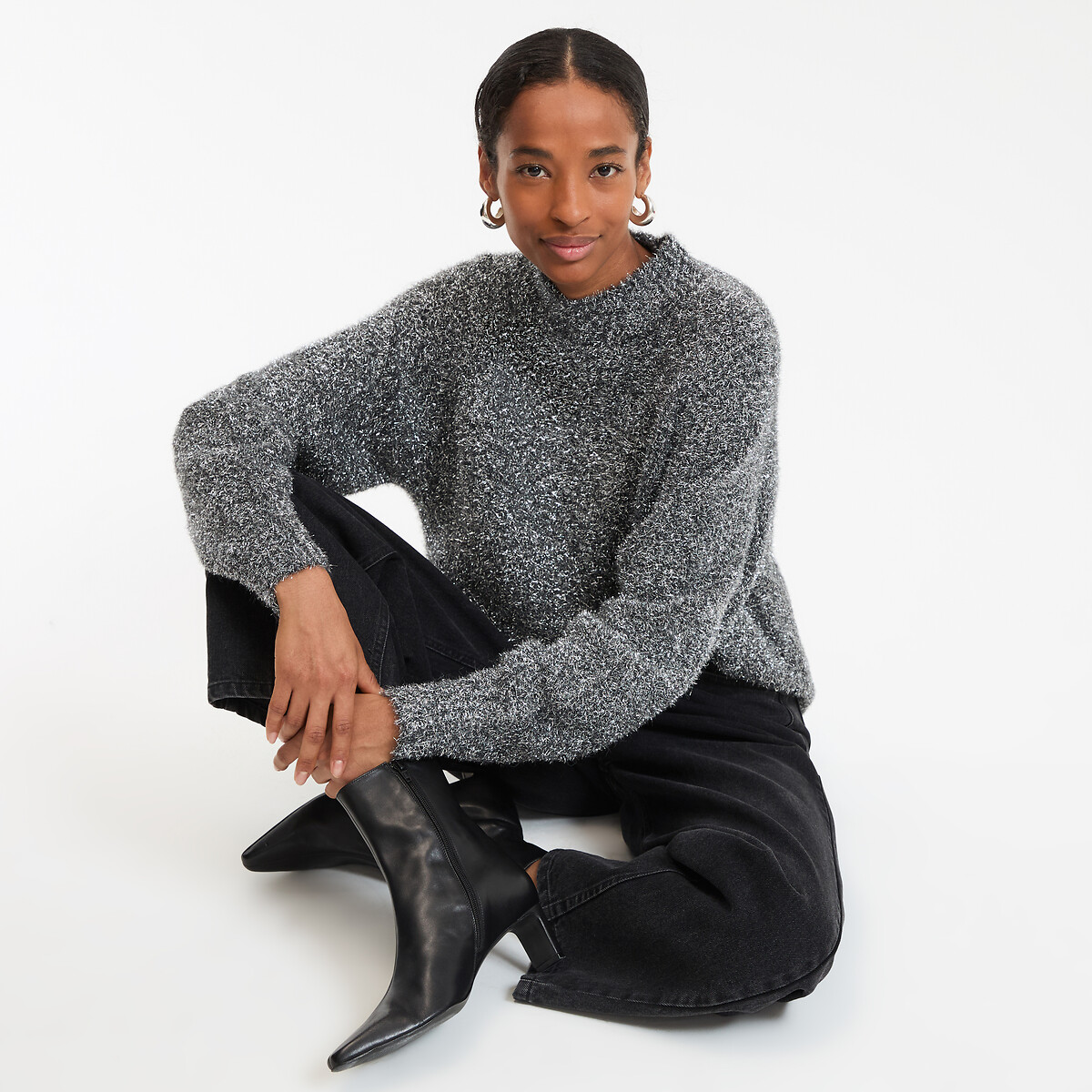 La Redoute Collections Πλεκτή lurex μπλούζα με χνουδωτή υφή