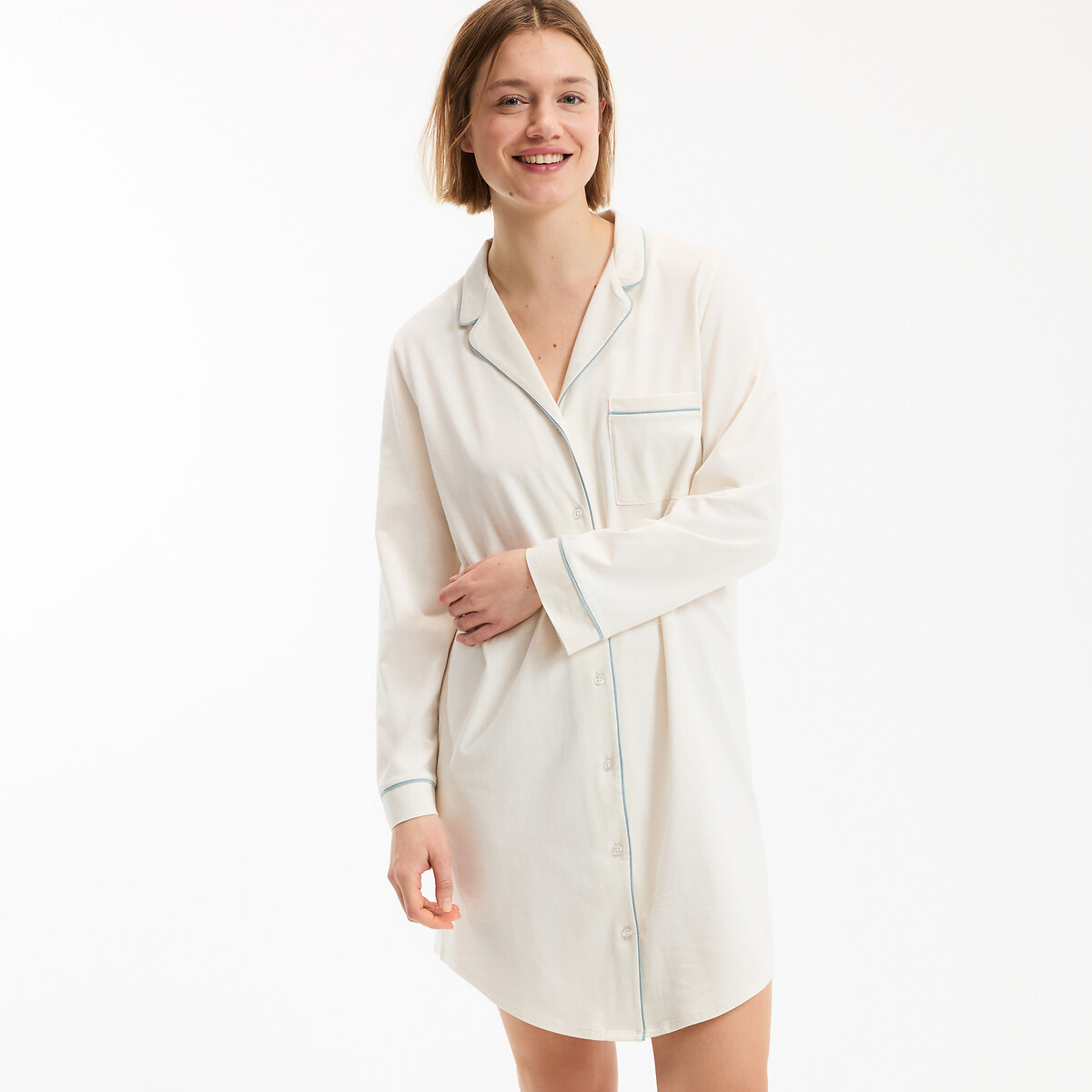 Νυχτικό με κουμπιά στυλ πουκαμίσου