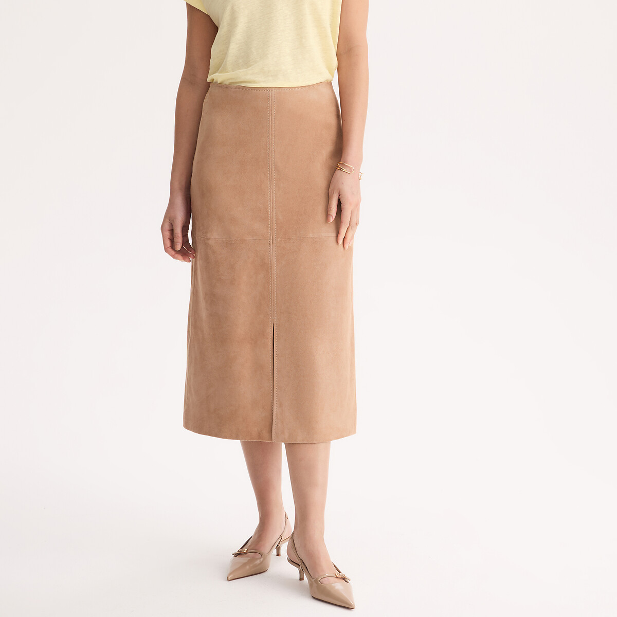 Ίσια δερμάτινη σουέτ φούστα