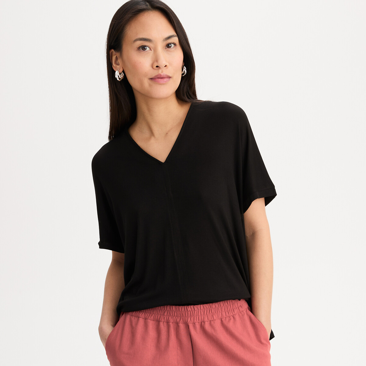 Anne Weyburn Μπλουζάκι με κοντά μανίκια και λαιμόκοψη V