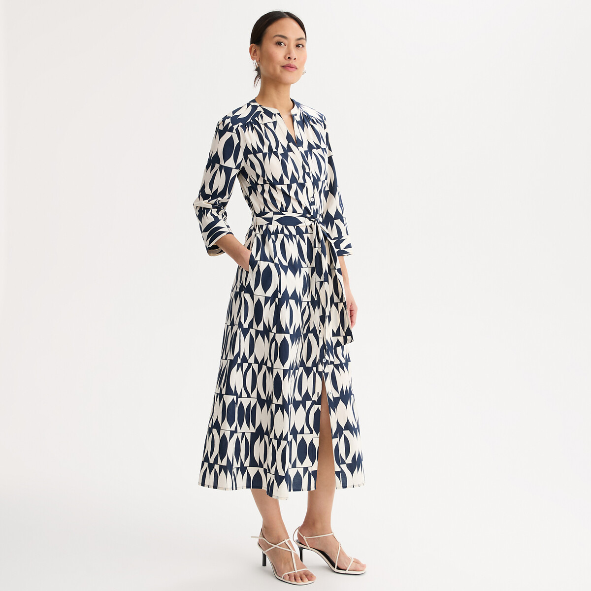 Anne Weyburn Μίντι φόρεμα με 3|4 μανίκια και εμπριμέ σχέδιο