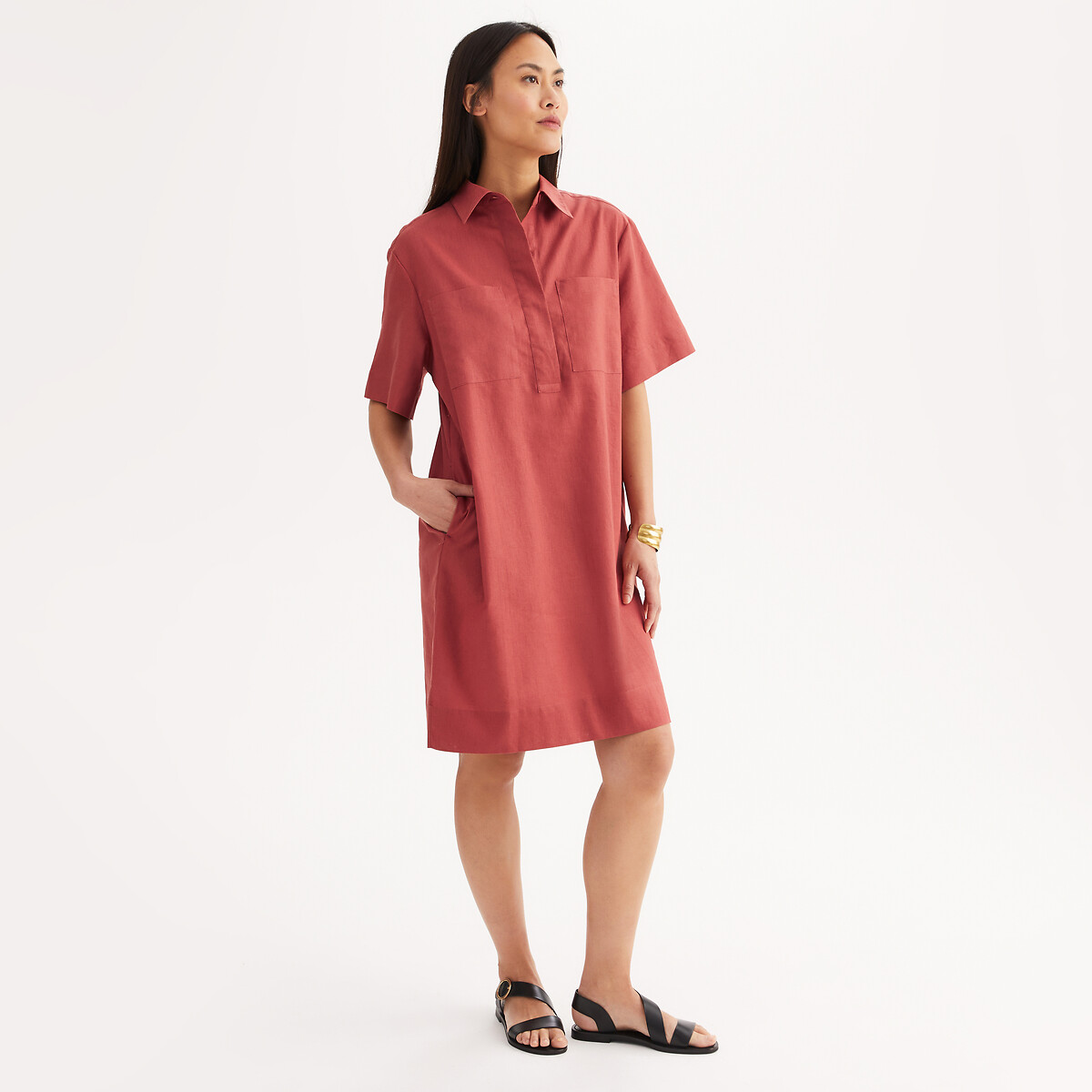 Anne Weyburn Ίσιo φόρεμα με κοντά μανίκια