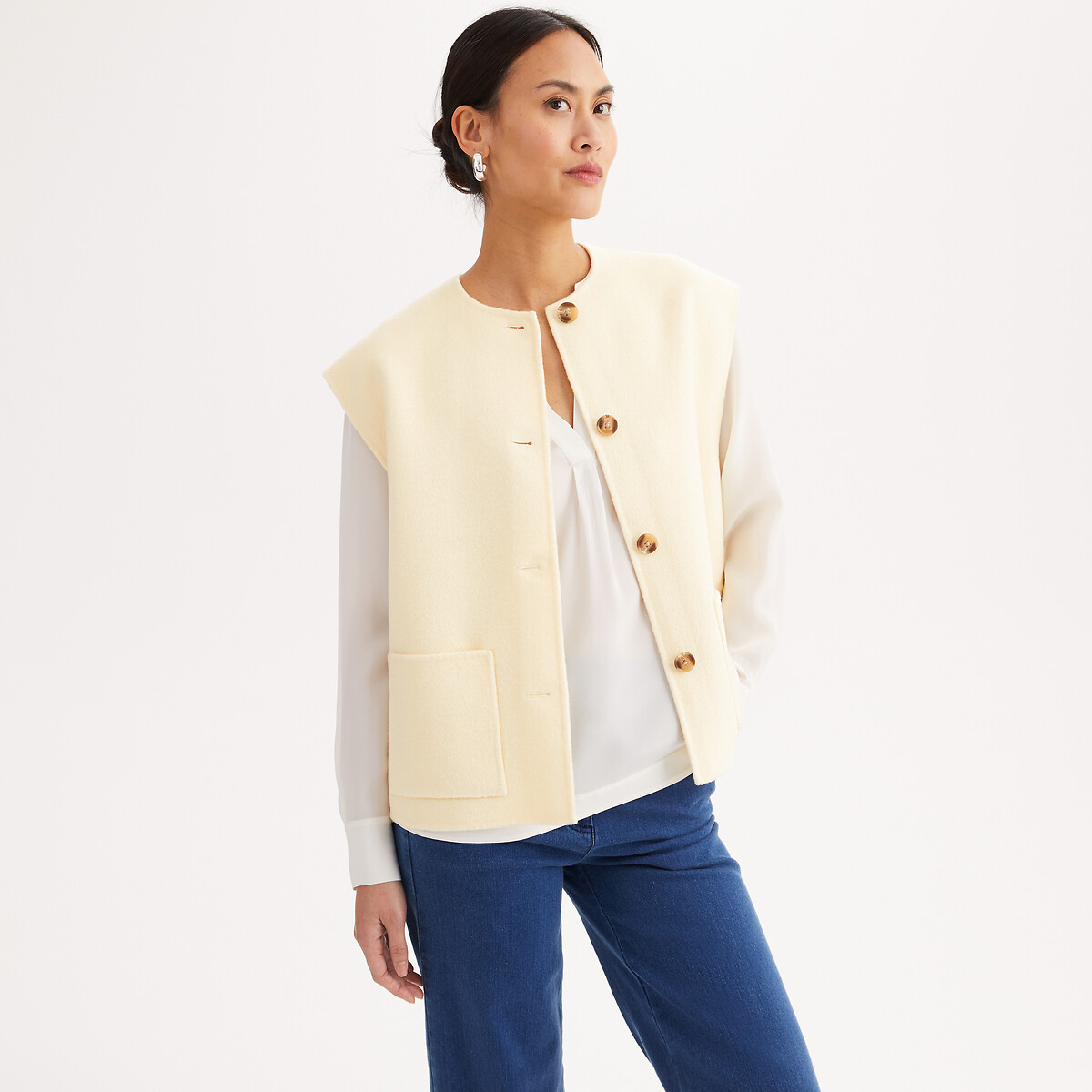 Anne Weyburn Αμάνικο σακάκι από μάλλινο ύφασμα