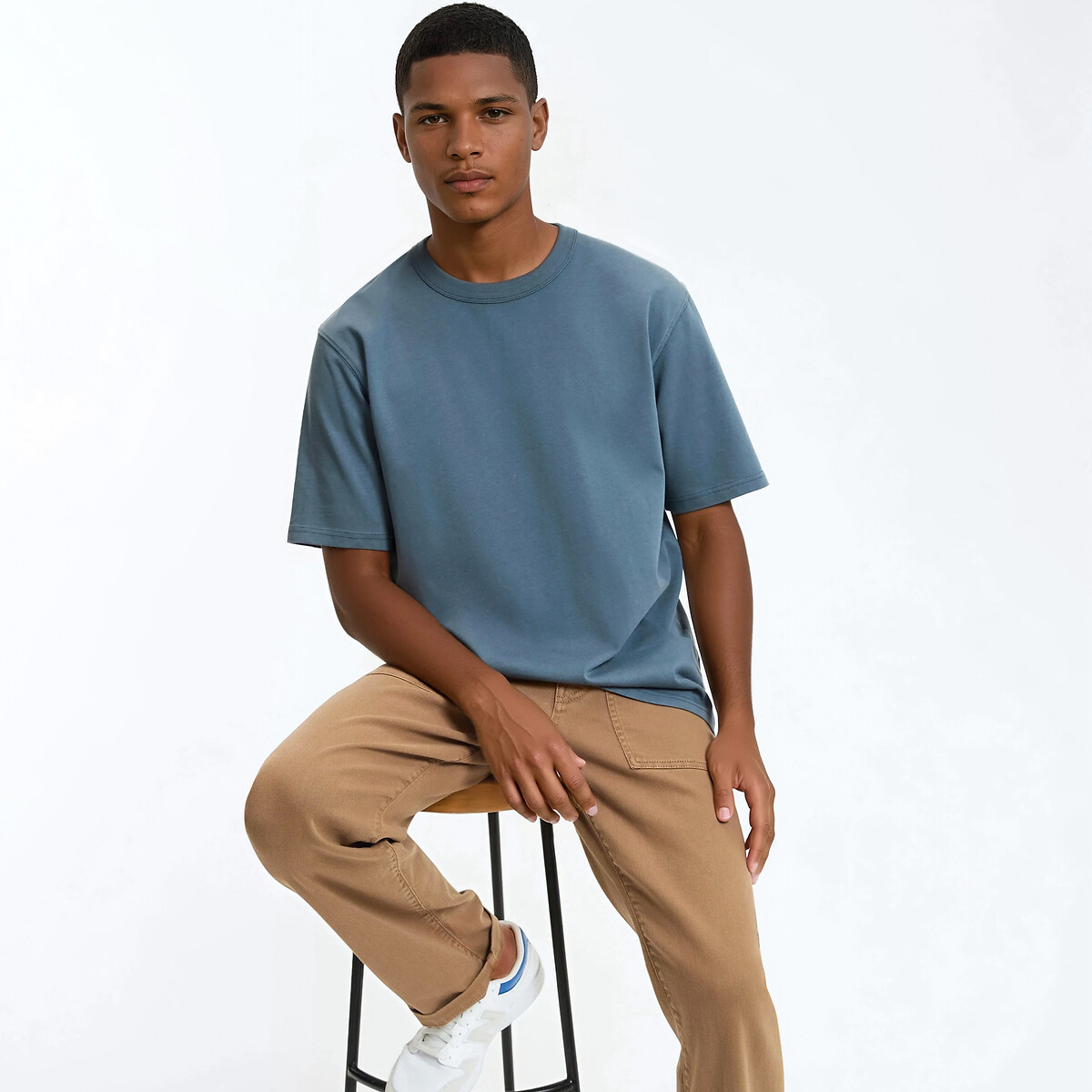 Κοντομάνικο βαμβακερό t-shirt με στρογγυλή λαιμόκοψη