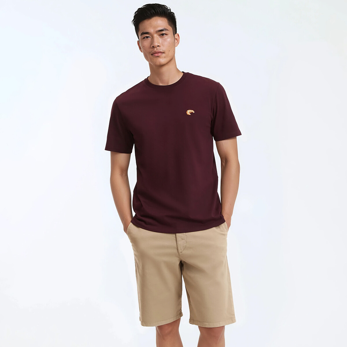 Κοντομάνικο T-shirt κανονική γραμμή με κεντημένο σχέδιο κρουασάν