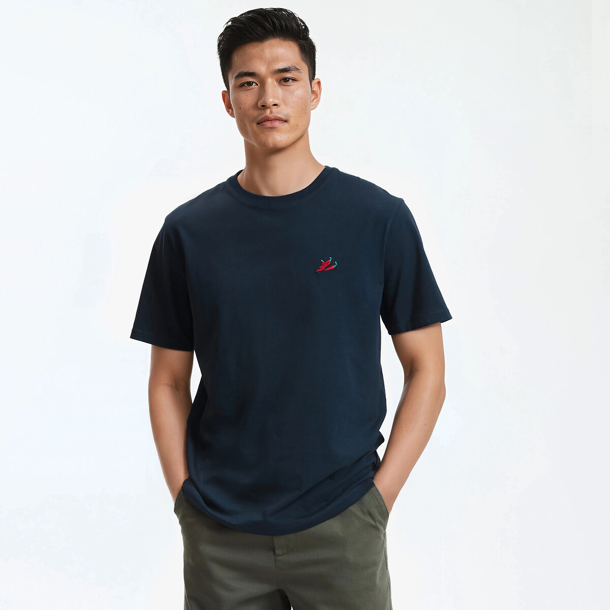 Μπλούζα t-shirt κανονική γραμμή με κέντημα πιπεριά