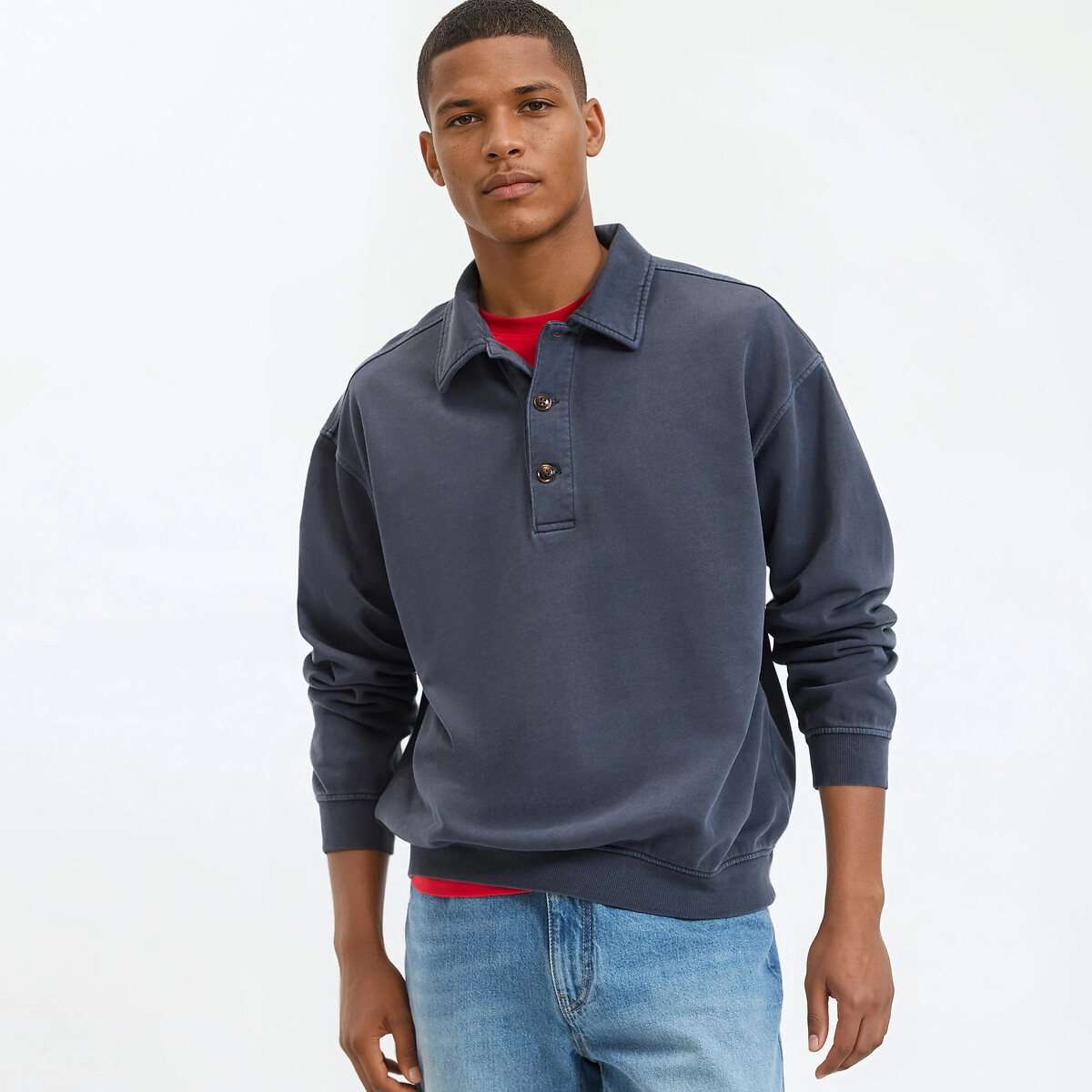 La Redoute Collections Μπλούζα φούτερ boxy με γιακά polo