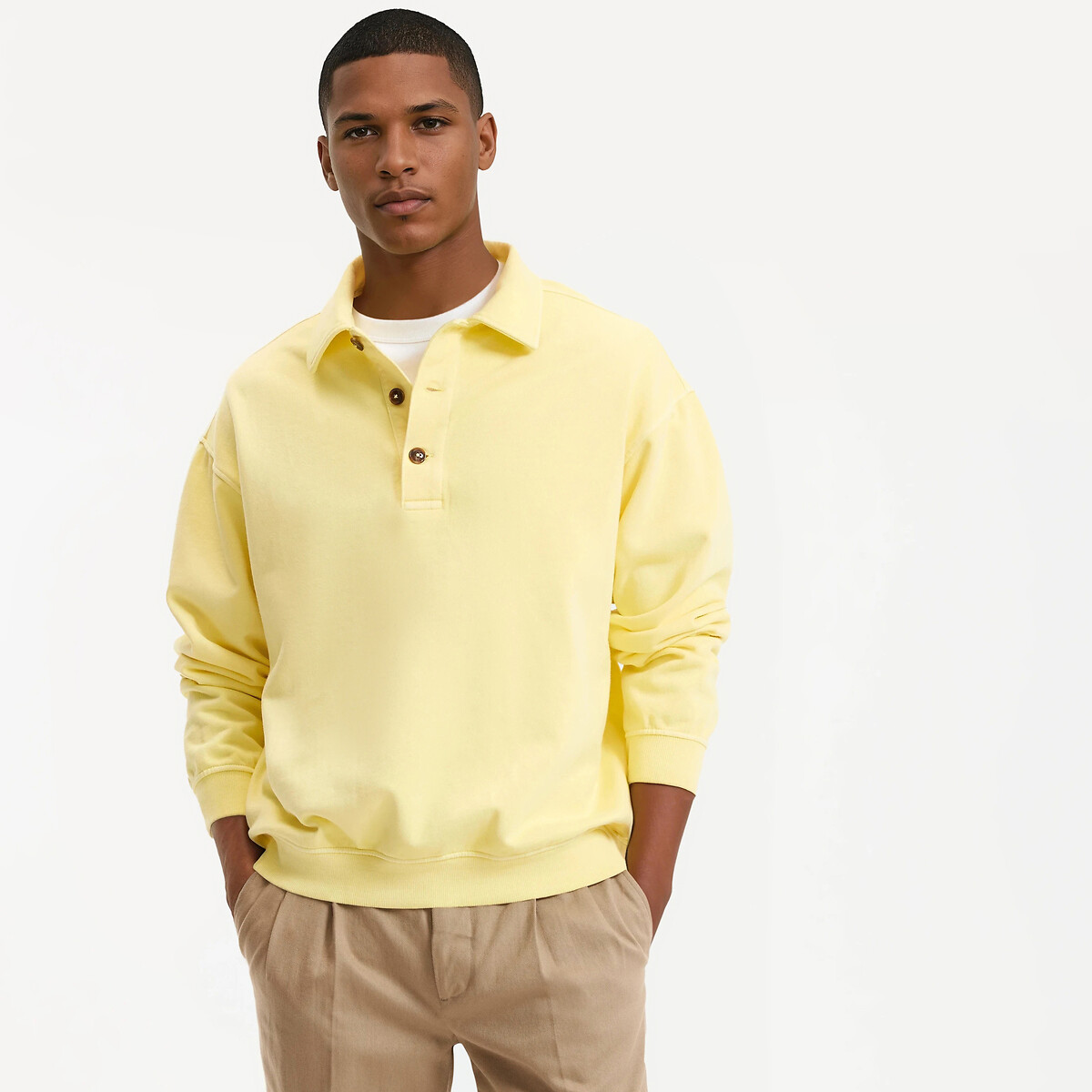 La Redoute Collections Μπλούζα φούτερ boxy με γιακά polo