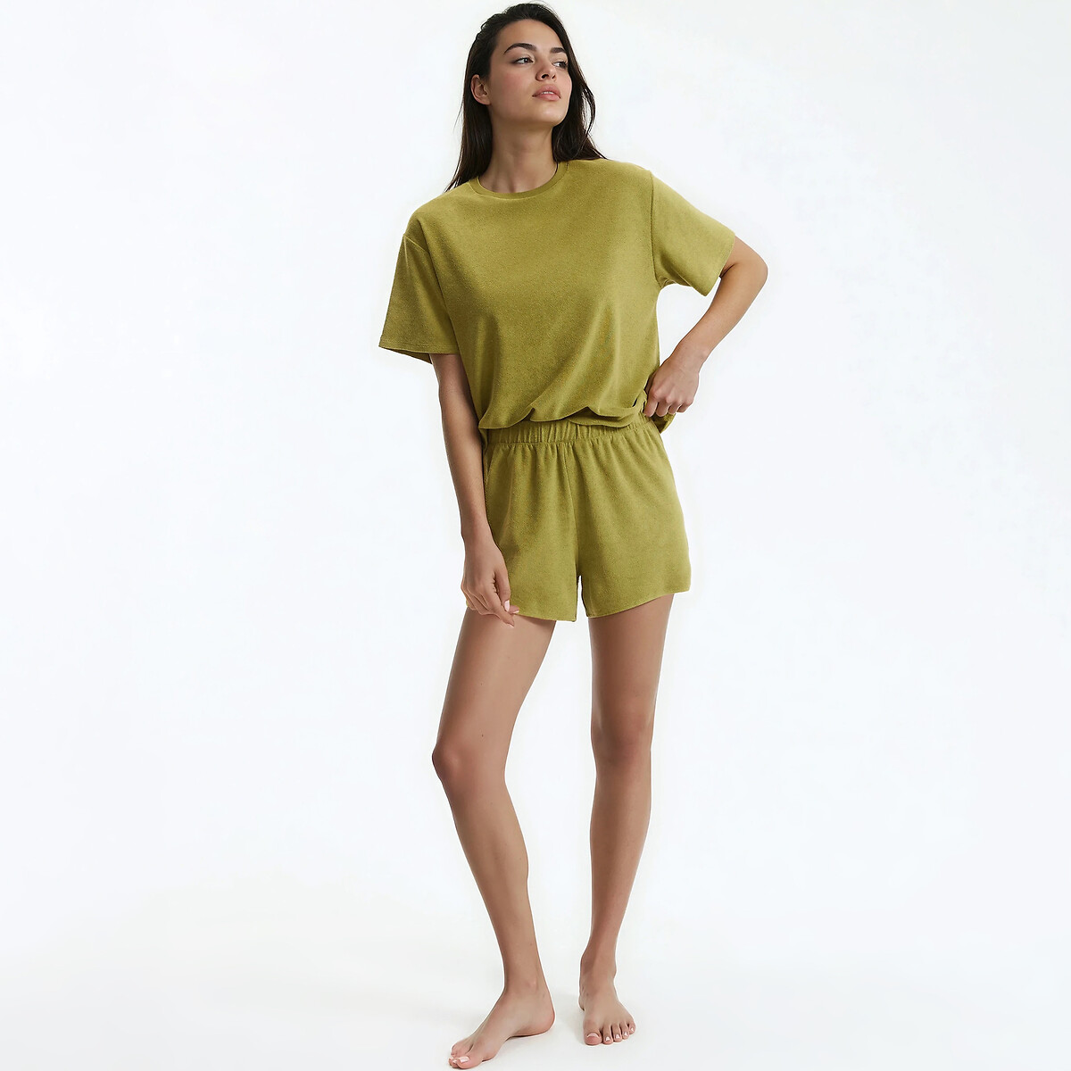 Ριγέ πιτζάμα σορτς από πετσετέ ύφασμα