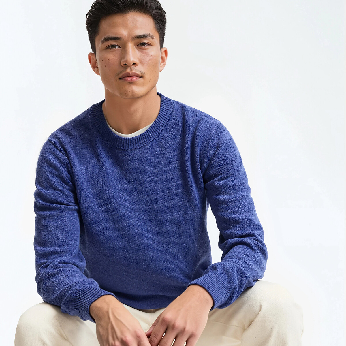 Πουλόβερ με στρογγυλή λαιμόκοψη από λεπτή πλέξη