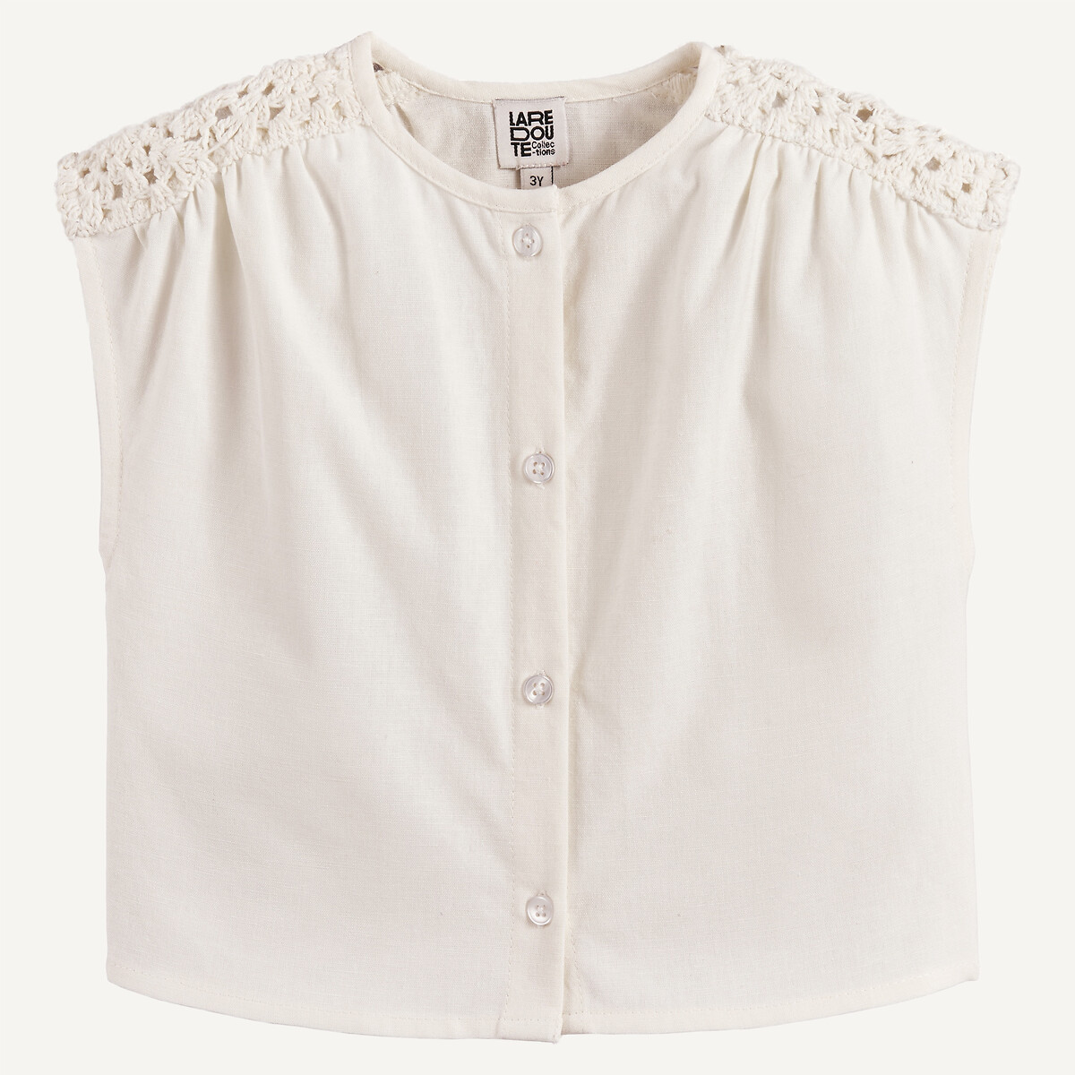 Αμάνικη μπλούζα από βαμβάκι με μακραμέ λεπτομέρειες στους ώμους