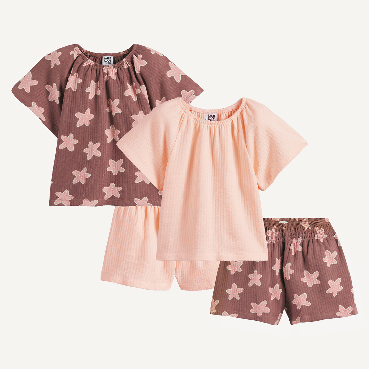 Σετ 2 διπλών ρούχων: μπλούζες τύπου πουκαμίσα και σορτς