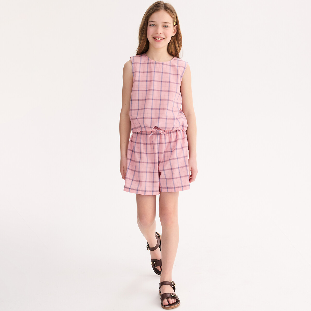 La Redoute Collections Σετ αμάνικη μπλούζα και σορτς με καρό σχέδιο