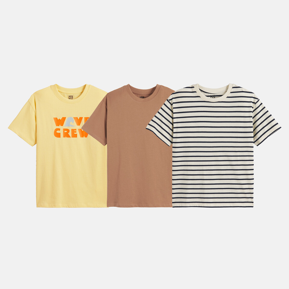 Σετ 3 T-Shirts με στρογγυλή λαιμόκοψη και κοντά μανίκια