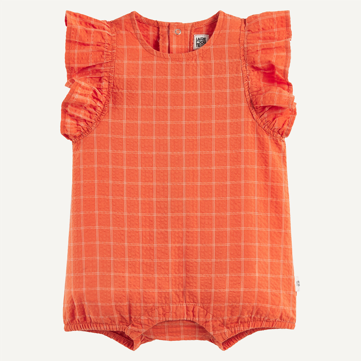 Ολόσωμο σορτς με καρό μοτίβο και μανίκια με βολάν