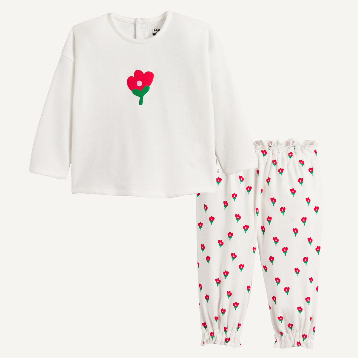 Βρεφικό σετ με φλοράλ μπλουζάκι και παντελόνι