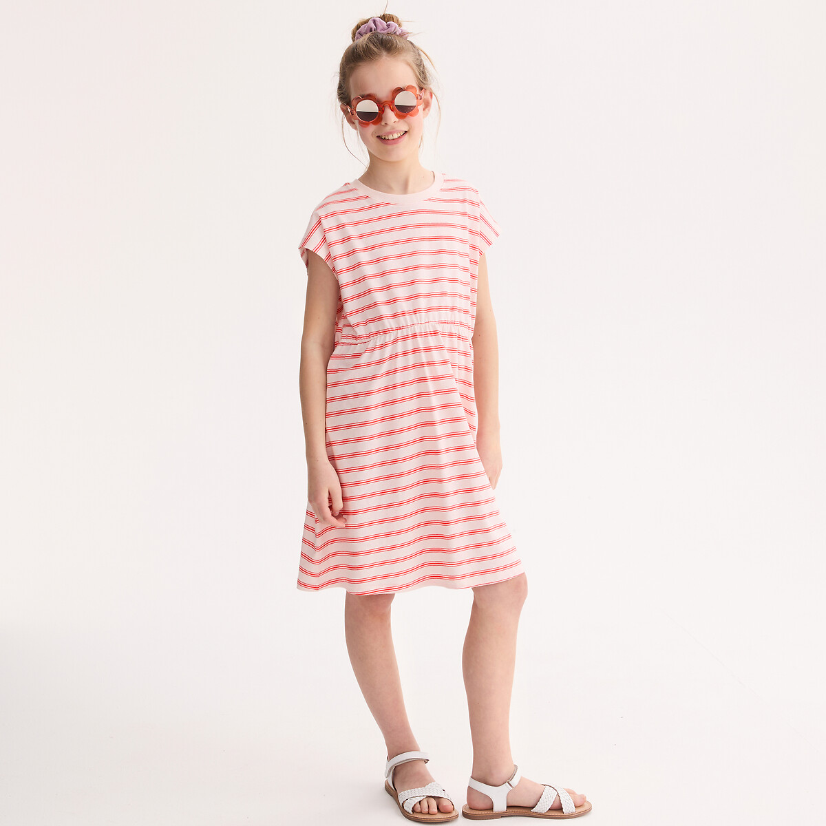 Αμάνικο ριγέ φόρεμα από ζέρσεϊ