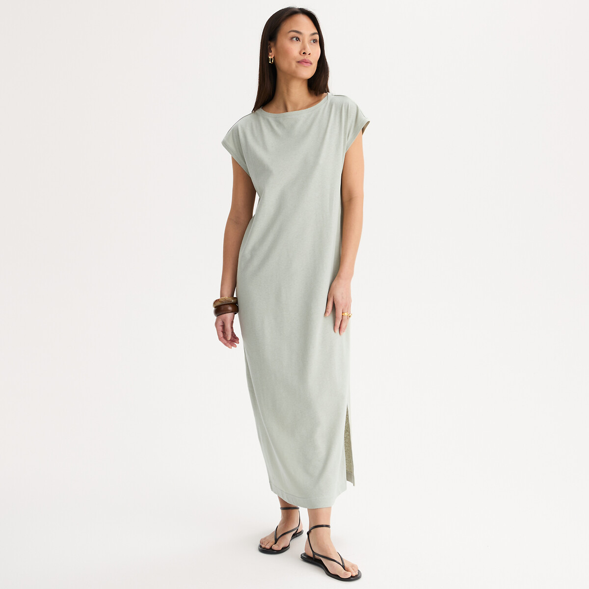 Anne Weyburn Μίντι T-shirt φόρεμα από λινό και βαμβάκι