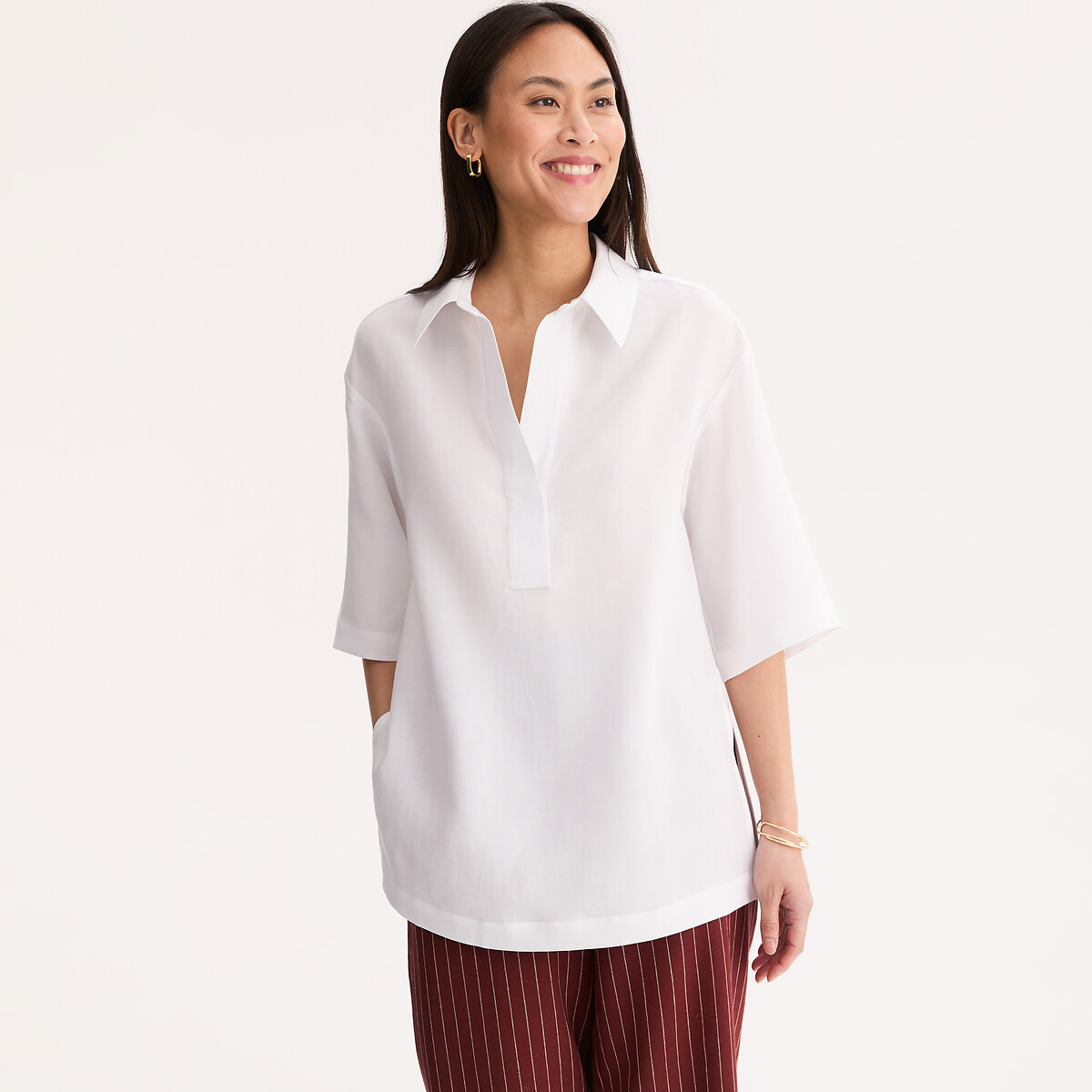 ANNE WEYBURN Τουνίκ με 3|4 μανίκια από lyocell και λινό