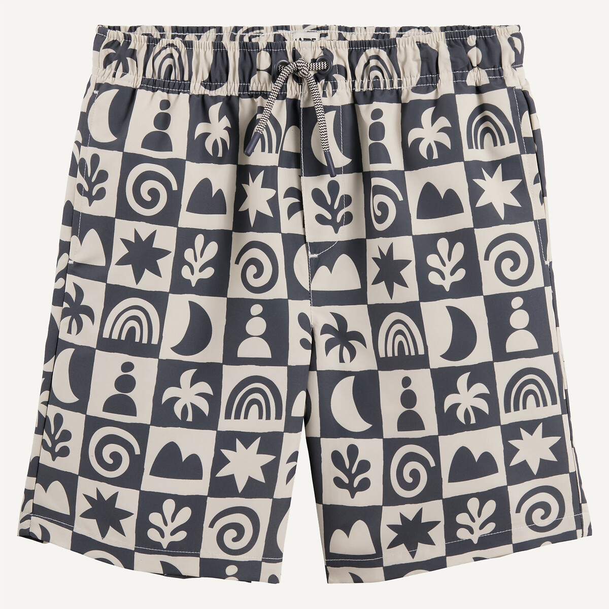 Μαγιό σορτς με καρό και γραφικά μοτίβα