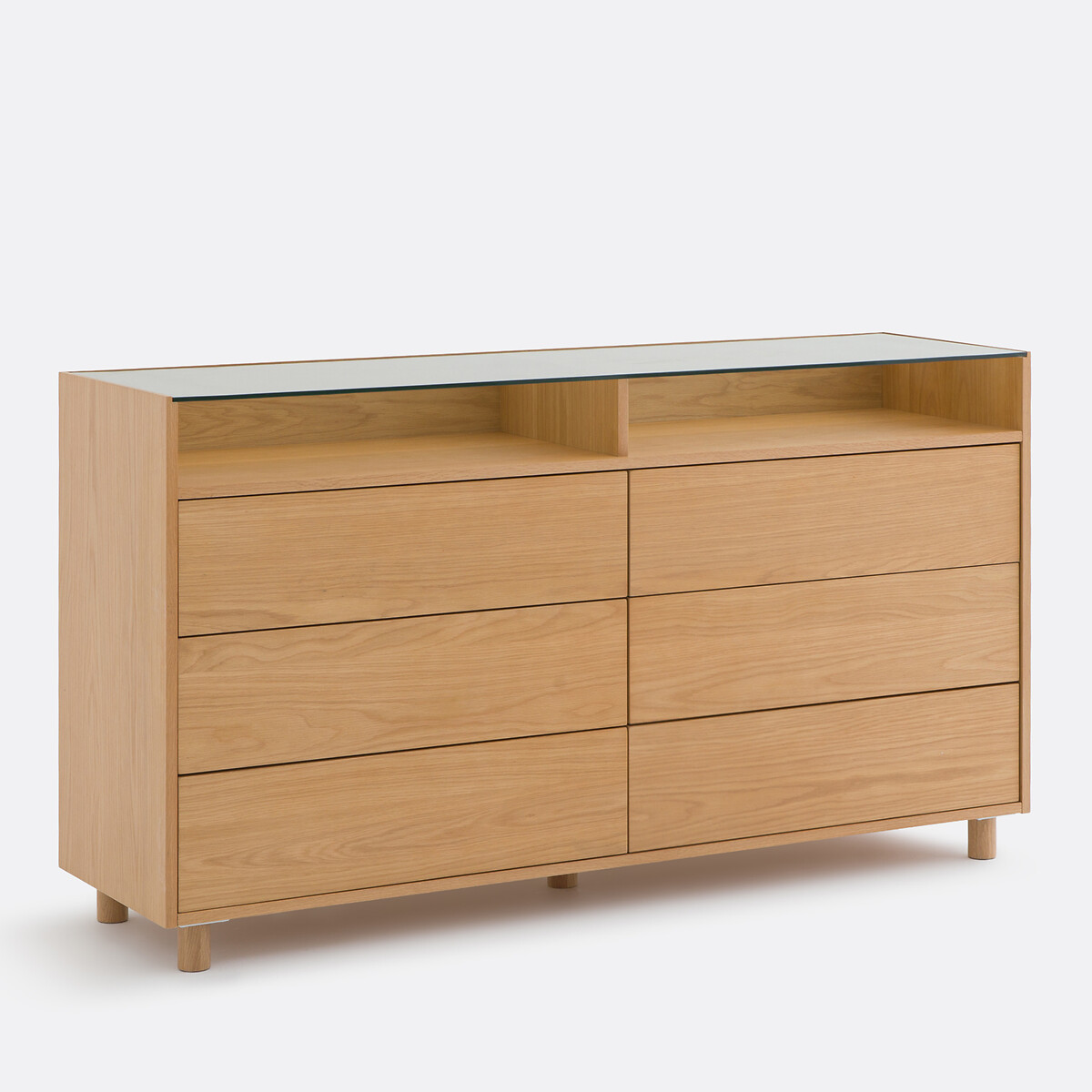 Συρταριέρα από επενδυμένη δρυ και ενισχυμένο γυαλί Π160xΥ80cm