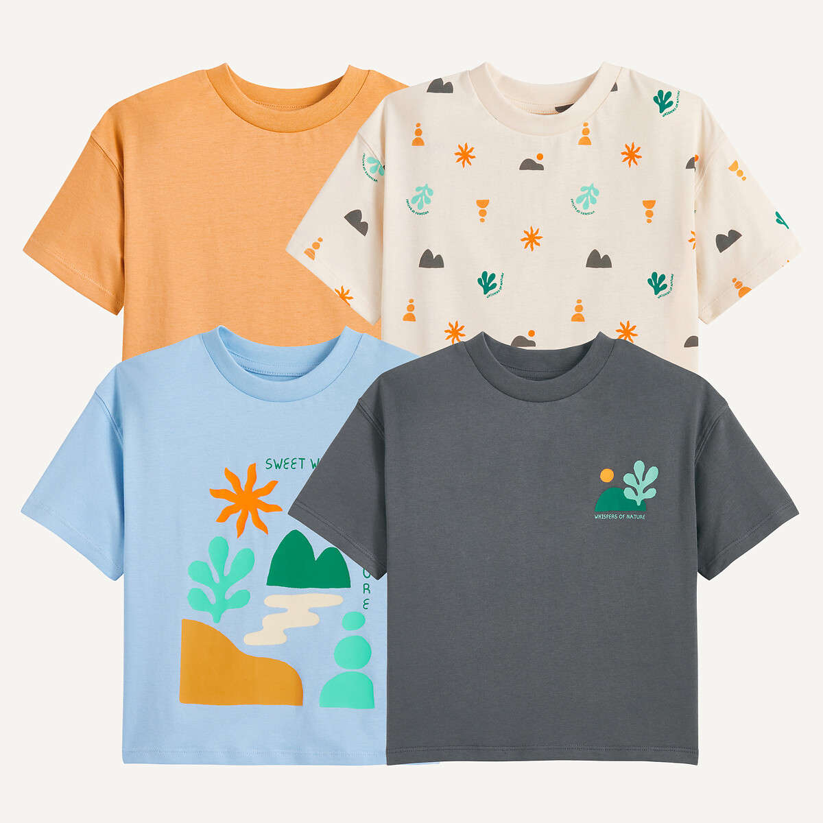 Σετ 4 κοντομάνικα μπλουζάκια με στρογγυλή λαιμόκοψη