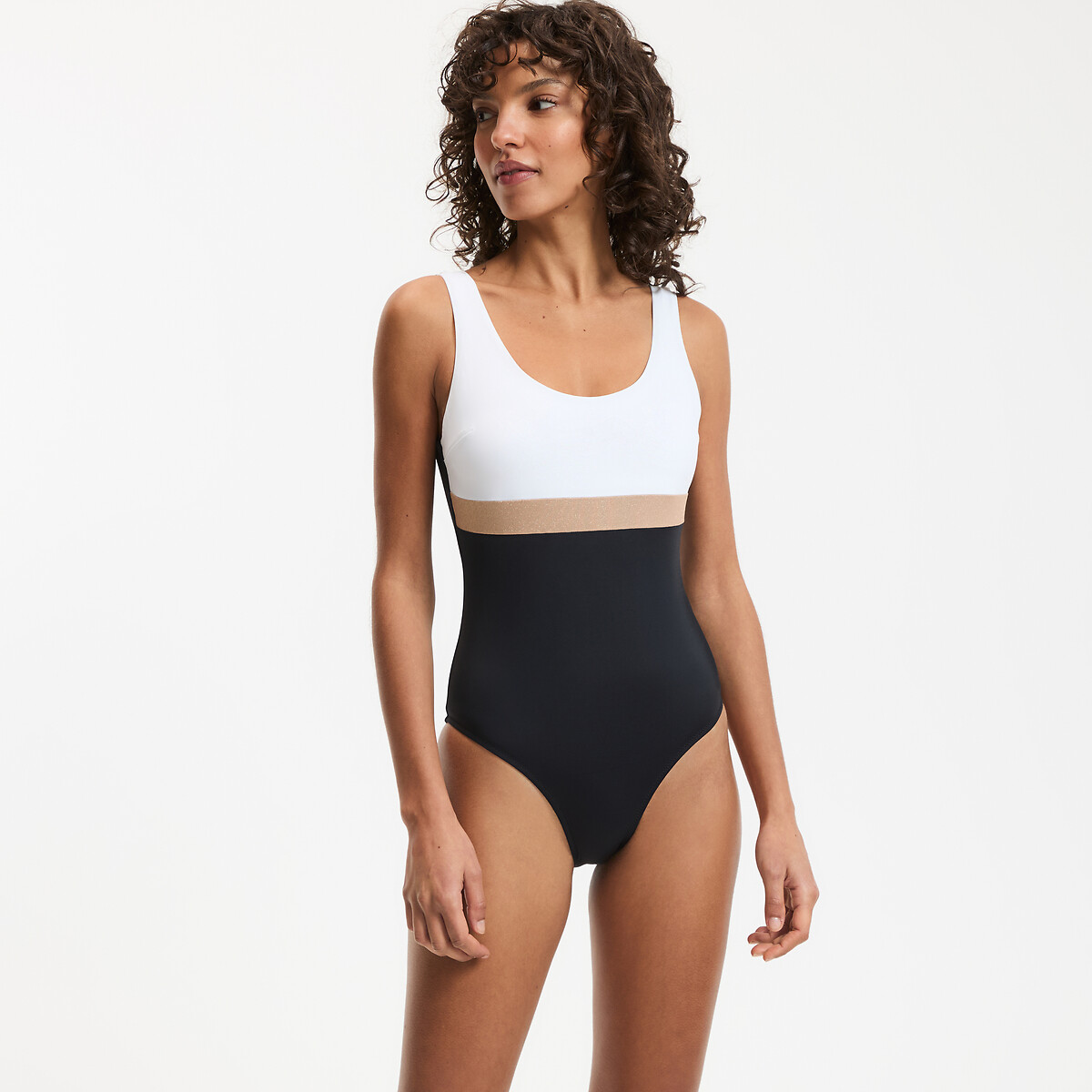 Ολόσωμο μαγιό με τριχρωμία και εφέ επίπεδης κοιλιάς