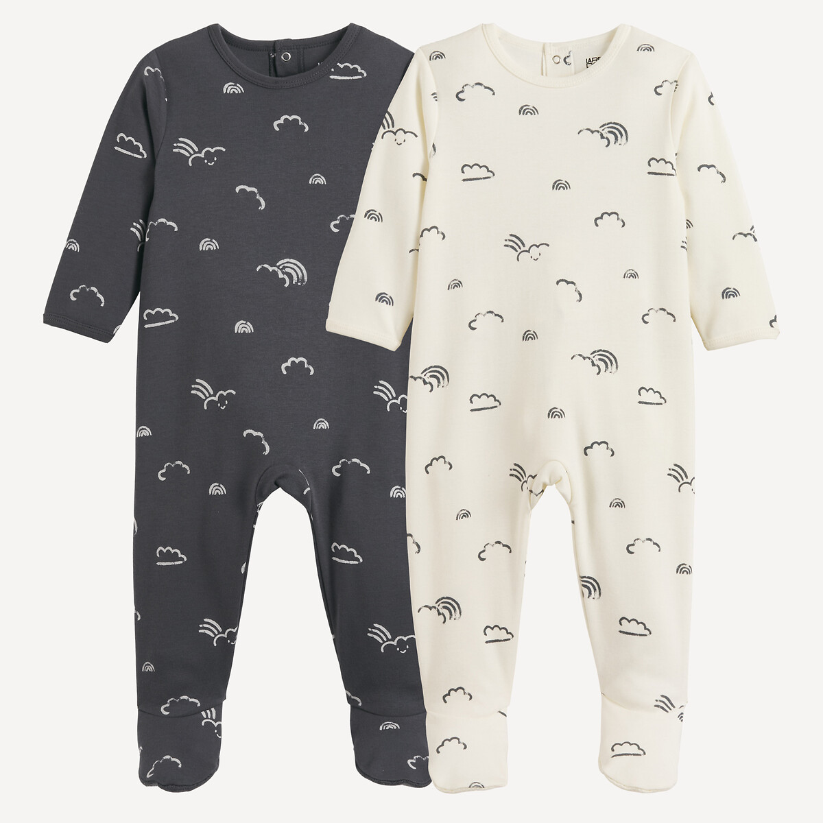 Σετ 2 ολόσωμες πιτζάμες από βαμβάκι με σχέδιο σύννεφα