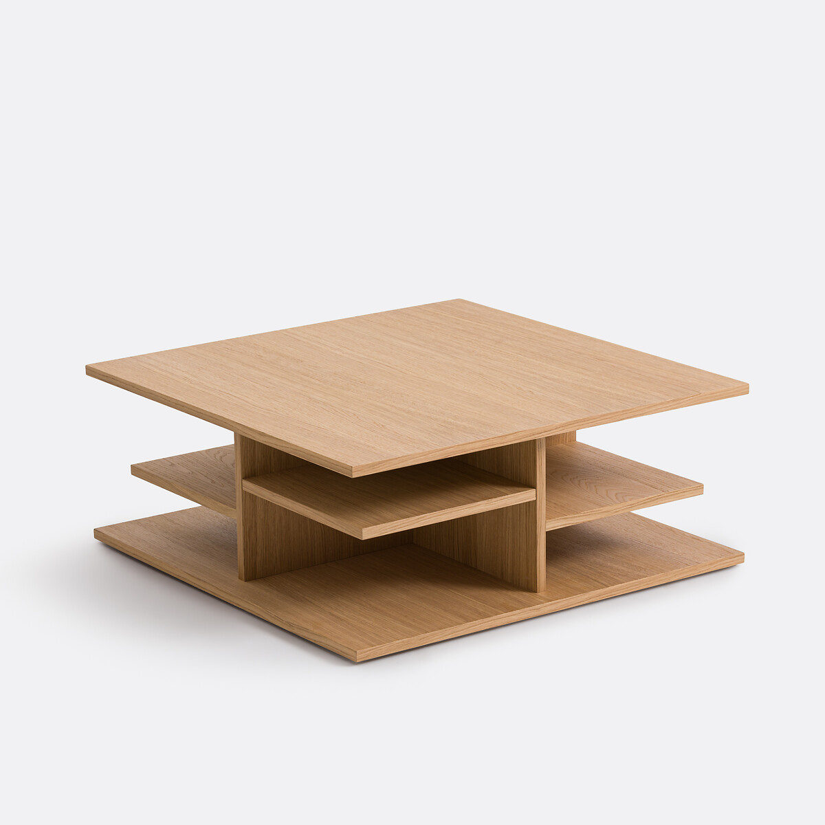 Τετράγωνο τραπεζάκι σαλονιού με επένδυση δρυός Μ80xΠ80xΥ32cm