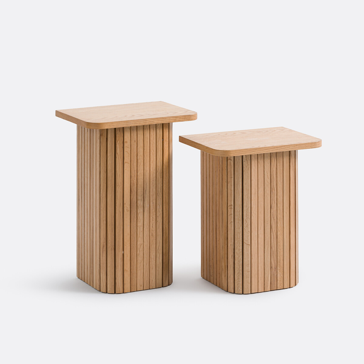 Σετ 2 βοηθητικών τραπεζιών από επένδυση δρυός Μ26xΠ35xΥ51cm