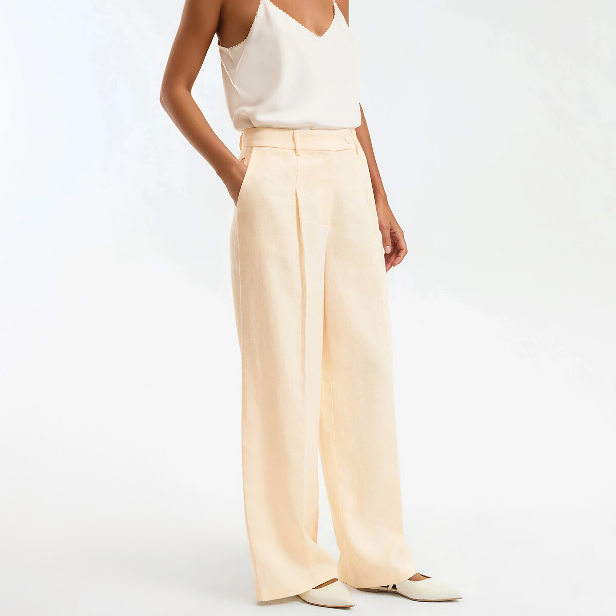 La Redoute Collections Φαρδύ παντελόνι με πιέτες από λινό