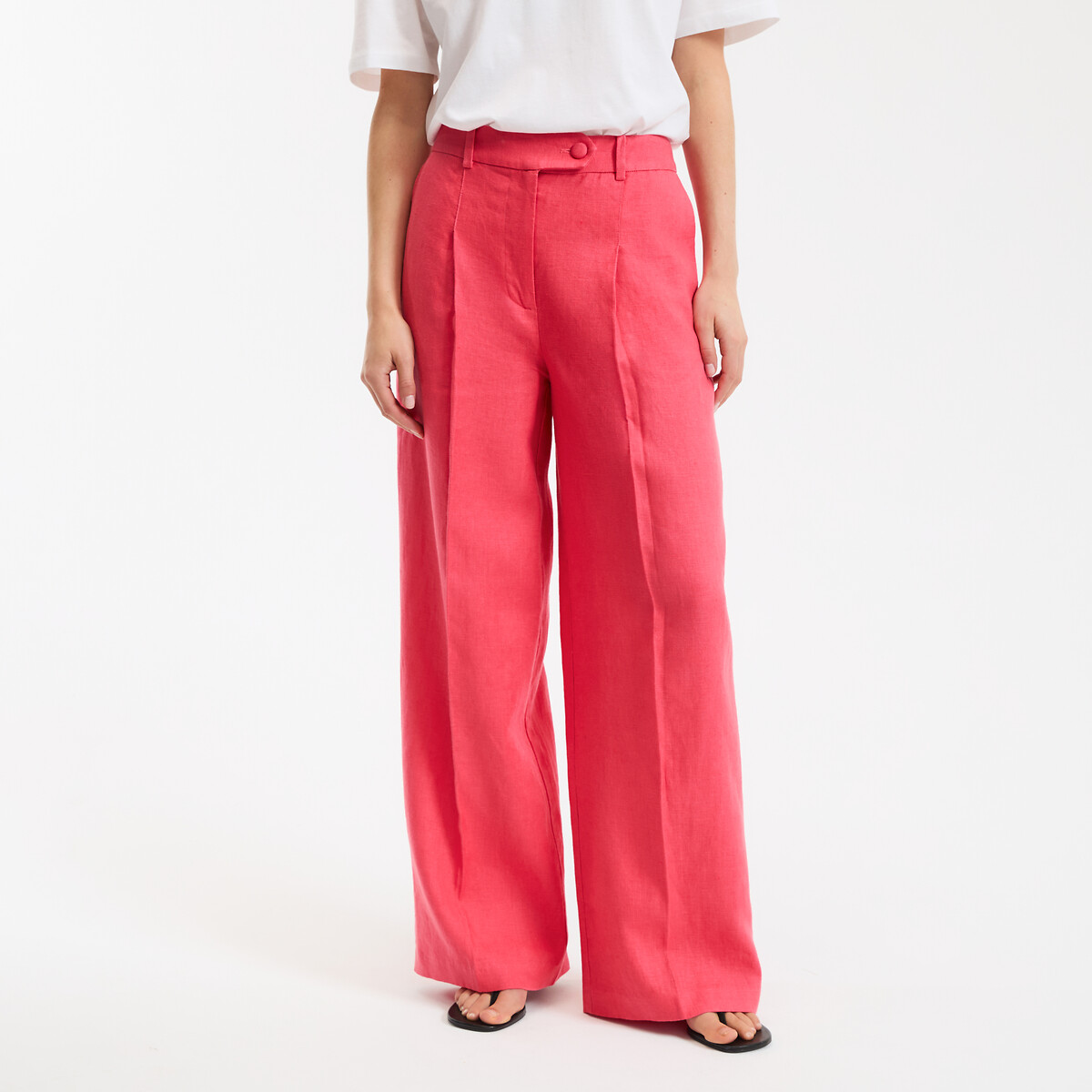 La Redoute Collections Φαρδύ παντελόνι με πιέτες από λινό