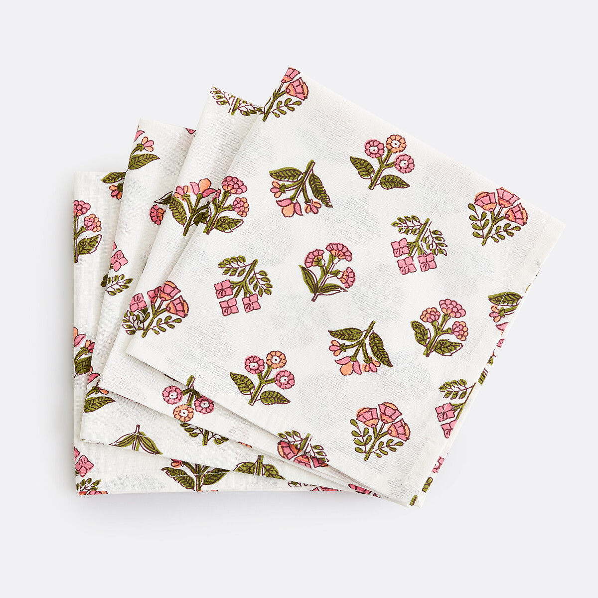 Σετ 4 βαμβακερες πετσέτες φαγητού με λουλουδάτο σχέδιο 45x45 cm