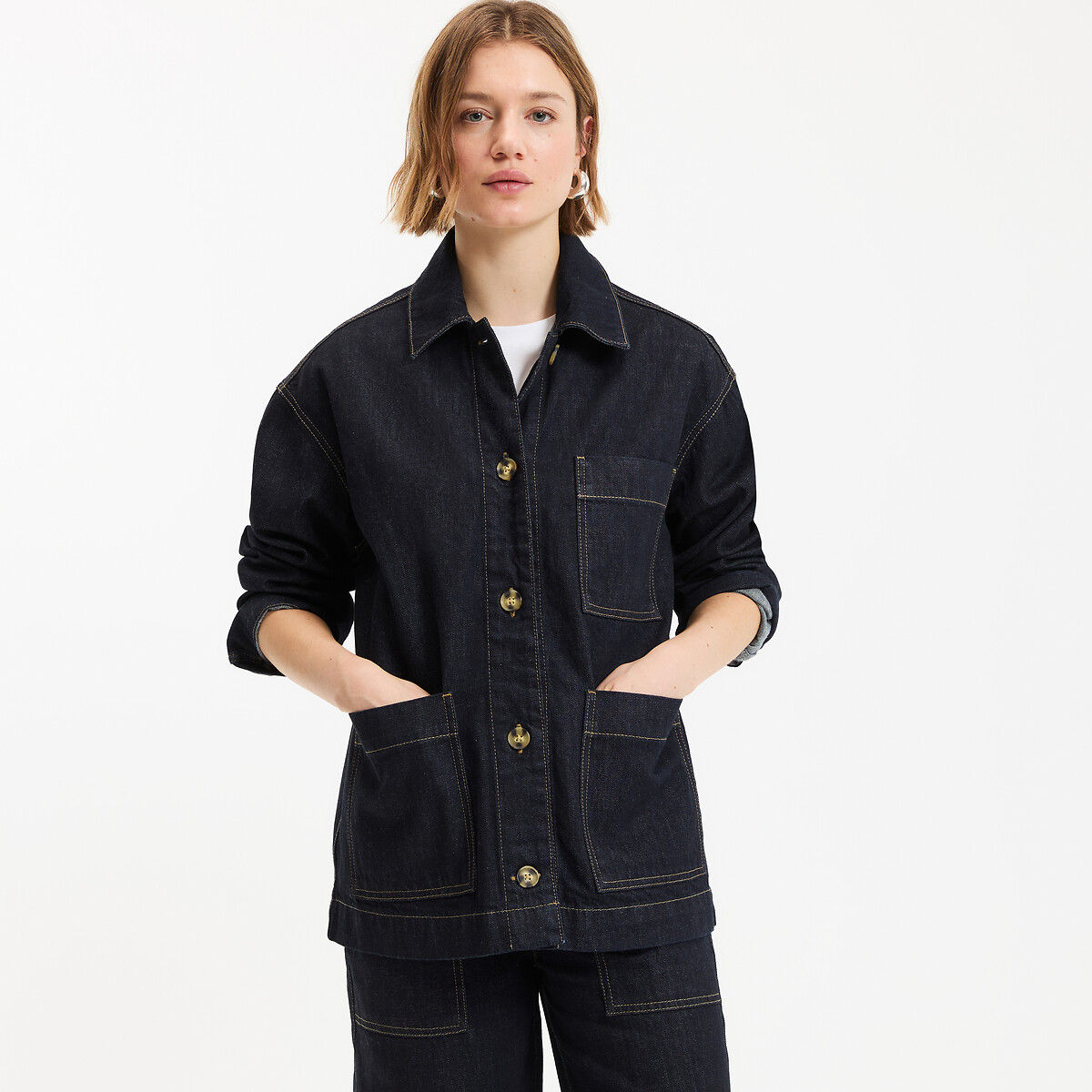 Μακρύ τζιν σακάκι τύπου worker