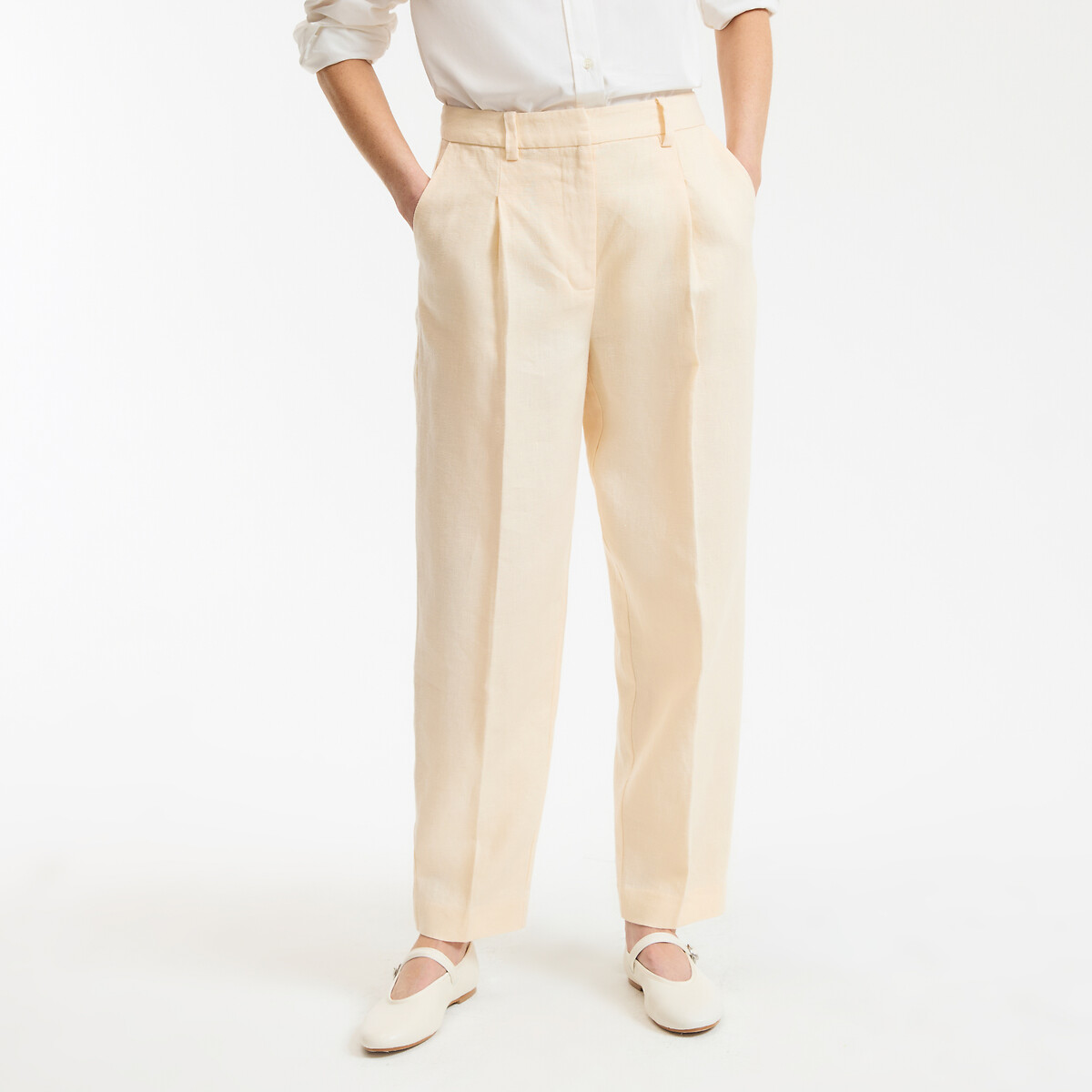 La Redoute Collections Παντελόνι cigarette με πιέτες από λινό