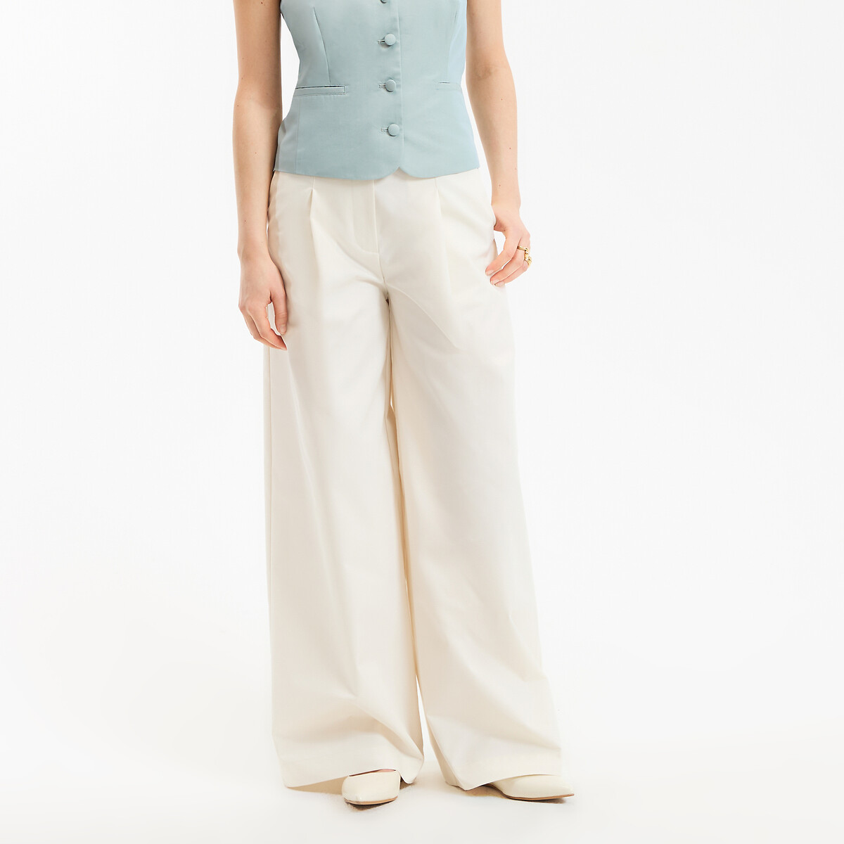 La Redoute Collections Παντελόνι φαρδύ με πιέτες από βαμβακερό μείγμα